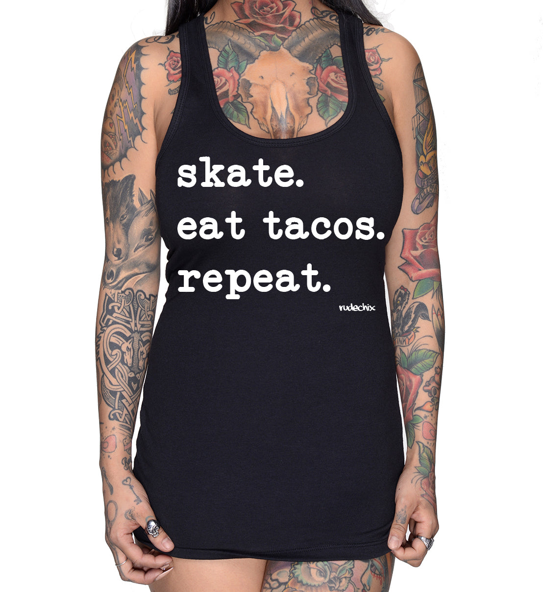 Skate Eat Tacos Repeat Racer Back Tank