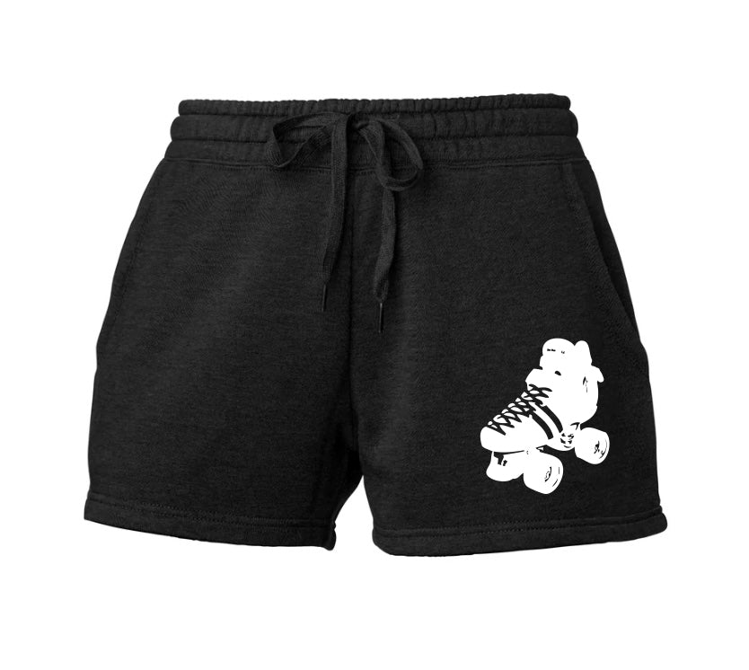 Roller Skate Fleece Drawstring Shorts (Black)