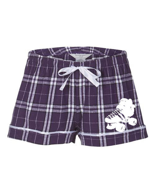 Pajama Shorts - Purple and White - Women's