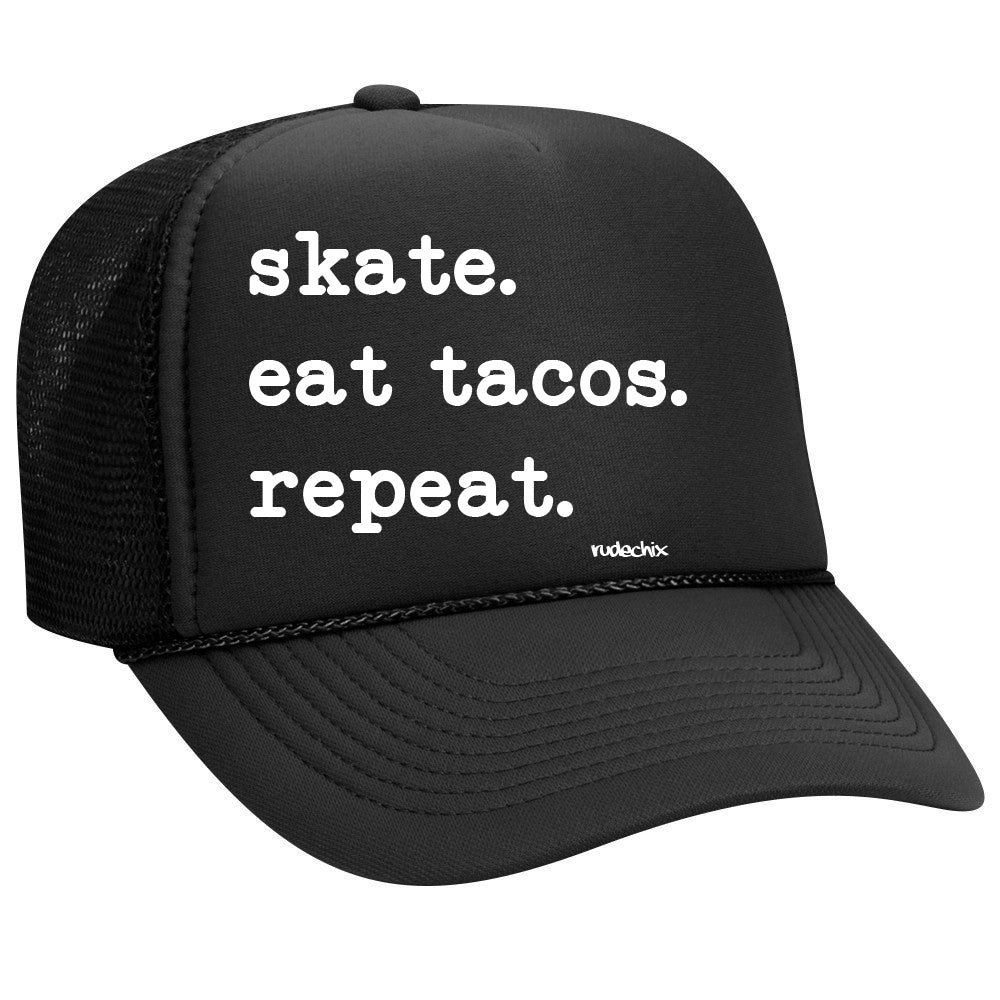 Skate Eat Tacos Repeat Trucker Cap